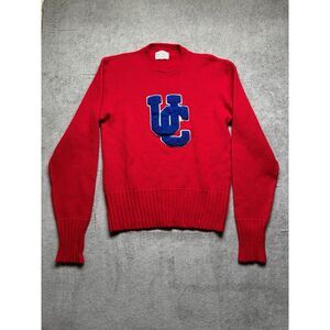 Vtg 70s BPC Bristol Products Award Sweater Letterman Red Blue "UC" Academia Prep